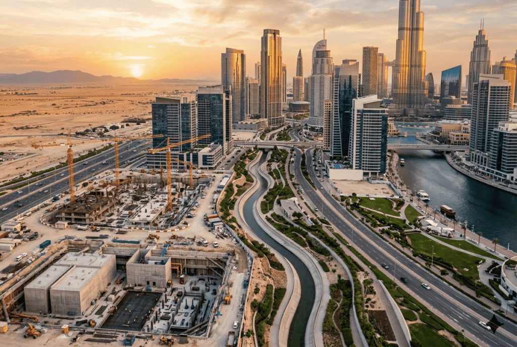 البنية التحتية لإدارة مياه الأمطار في مدن الشرق الأوسط في دول مجلس التعاون الخليجي، بما في ذلك أفق دبي والرياض