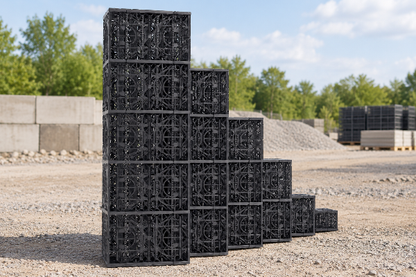 Géométrie empilable des modules pour différentes hauteurs de configuration