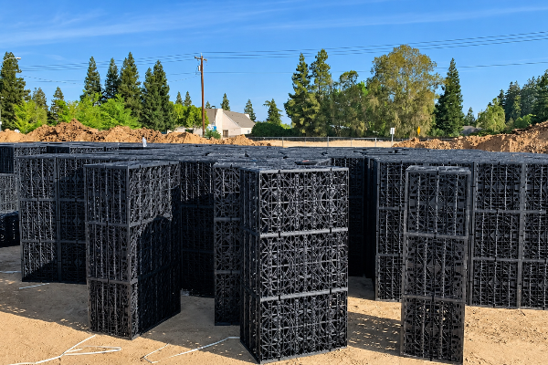 Modules disposés en ensemble avant les opérations de protection et de raccordement