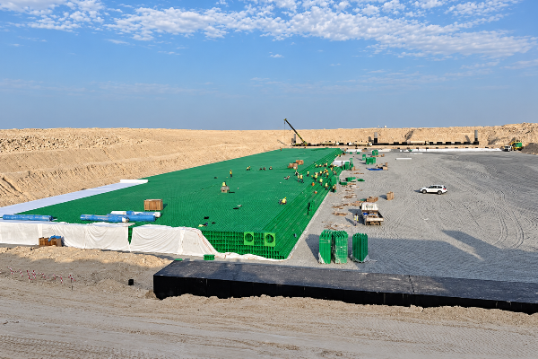 نظام احتجاز مياه الأمطار تحت الأرض بخزانات خلوية ويتطلب مراجعة التصميم