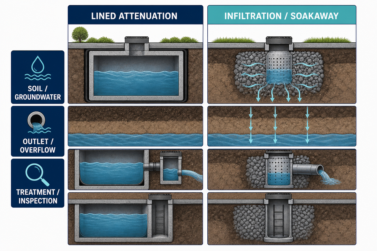 قرارات التخزين وتخفيف ذروة التصريف وتسرّب المياه إلى التربة — Aqua Rain Water