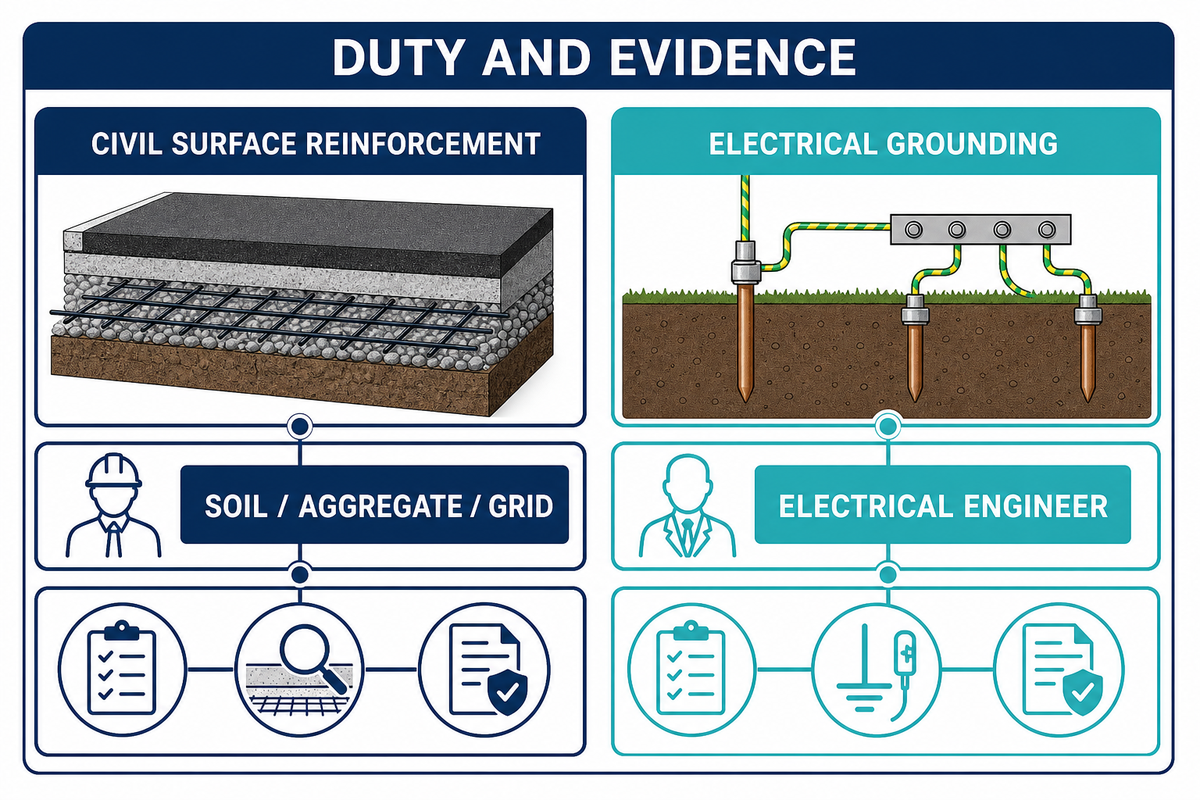 First separate surface reinforcement from electrical grounding
