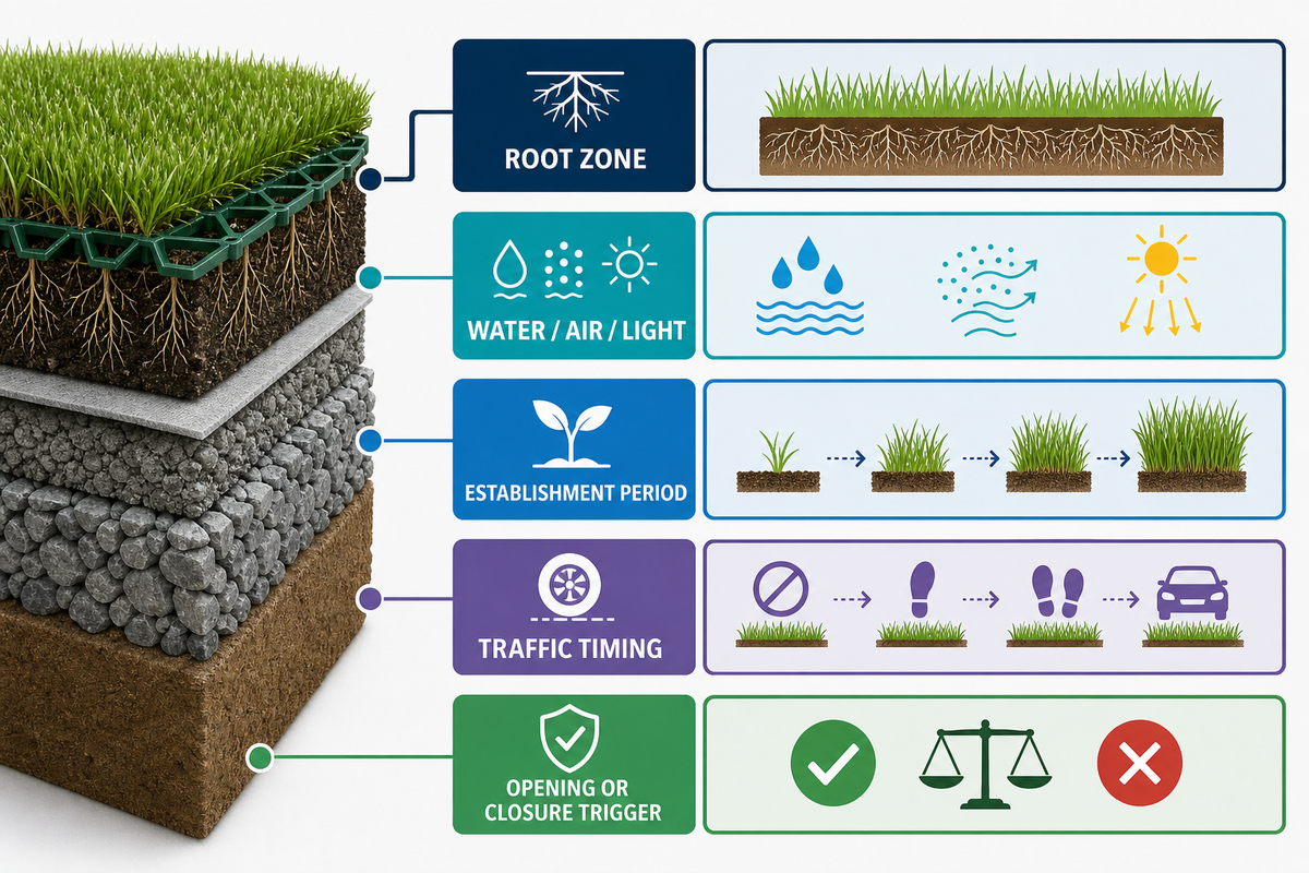 Grass, event, and overflow parking areas