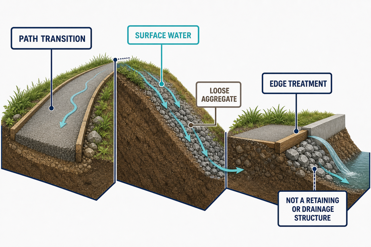 Paths, slopes, and erosion-prone transitions