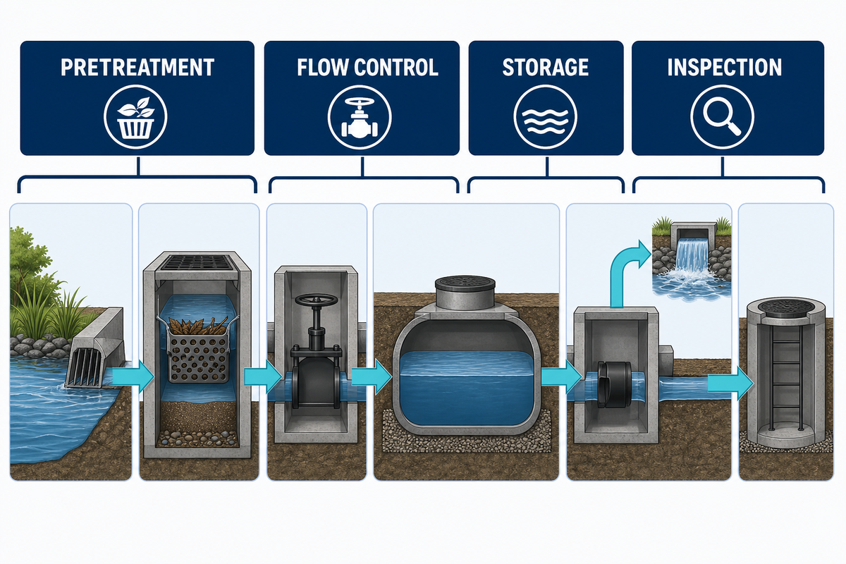 Photograph Pretreatment, Flow Control and Inspection Access — AQUA Rain Water