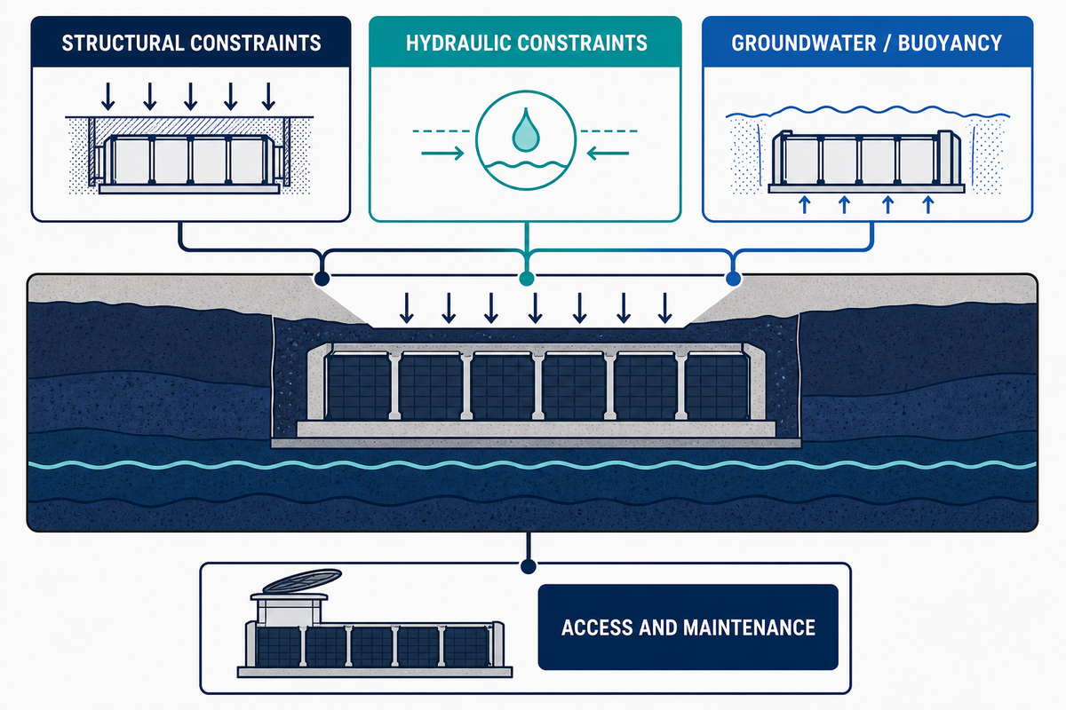 Check structural, hydraulic, and groundwater constraints together — Aqua Rain Water