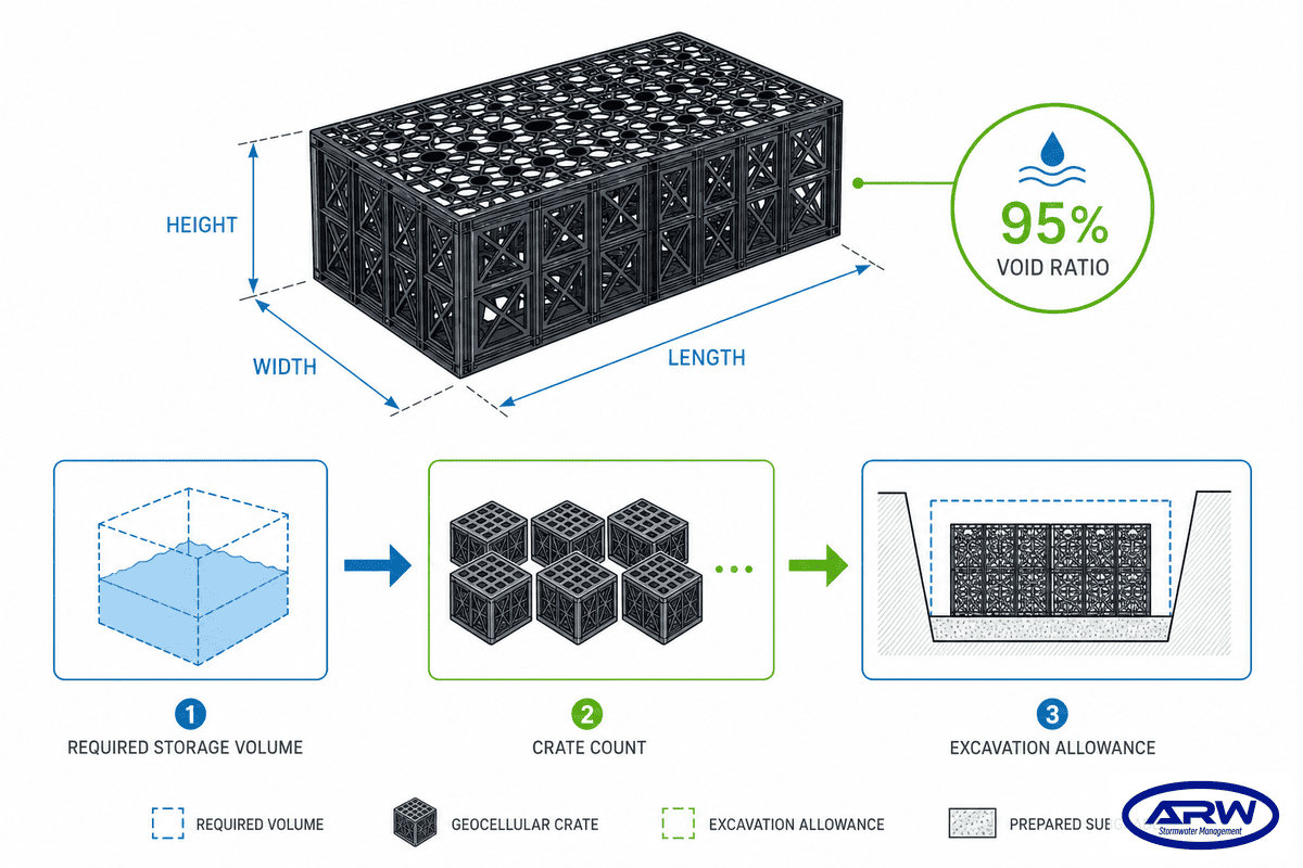 The 95 Percent 30-Point Storage Test: Void Ratio, Excavation Volume and Crate Count - AQUA RainWater