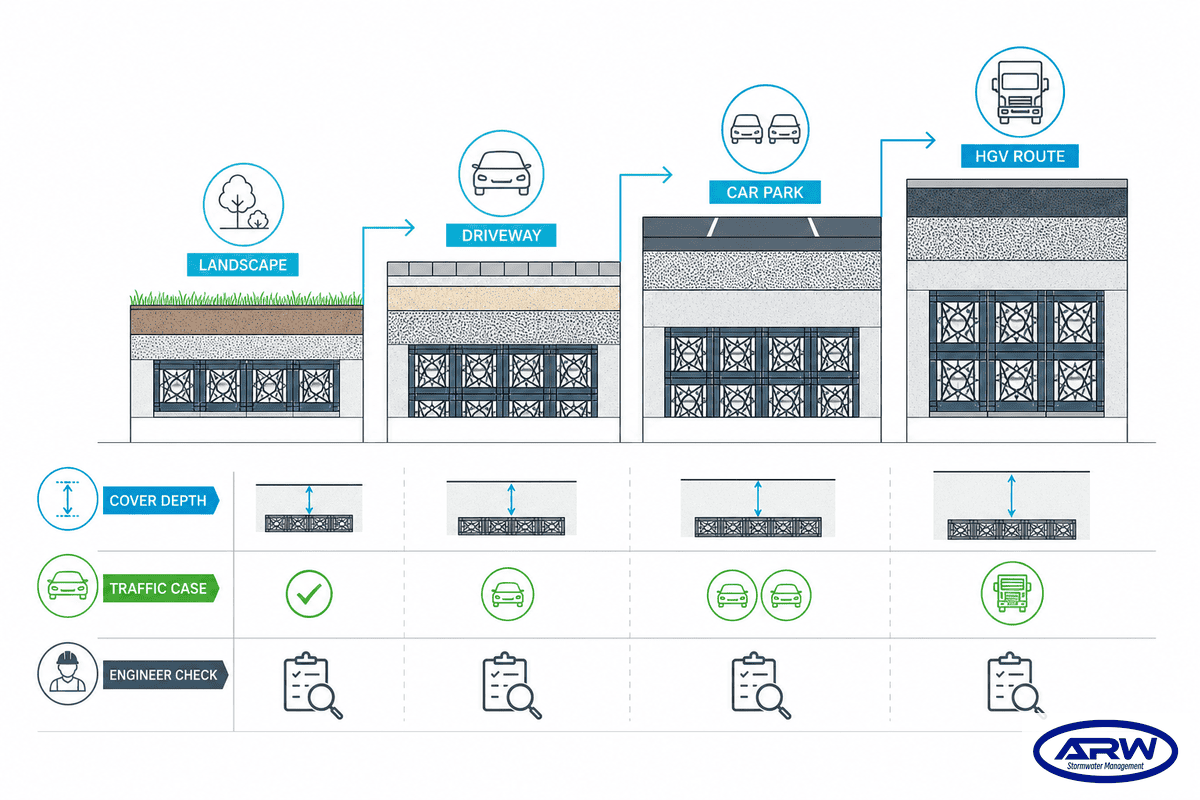 Load Ratings by Surface Use: Landscape, Driveway, Car Park and HGV Routes - AQUA RainWater