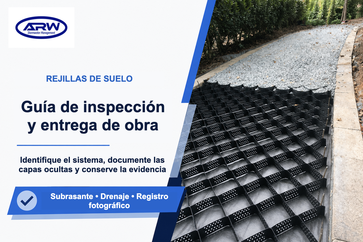 Guía de inspección y entrega de obra de rejillas de estabilización del suelo con registro fotográfico de 6 puntos