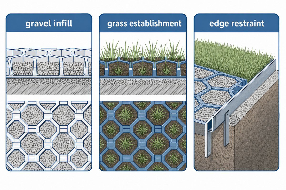 Record Gravel Infill, Grass and Edge Details